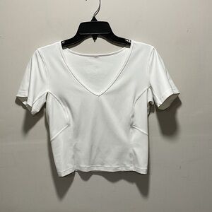 Lululemon Athletica White V-Neck Crop Top